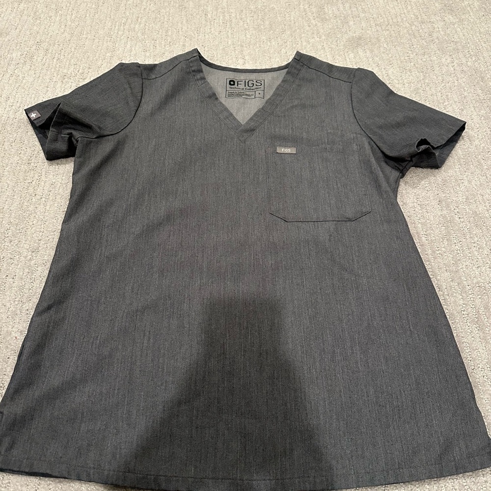 Figs Women's Charcoal V-Neck Short Sleeve Tee